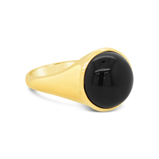 18k Yellow Gold Round Onyx Ring