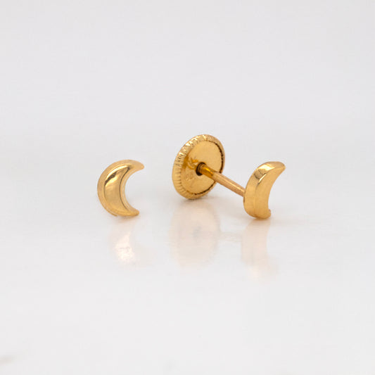 18K Yellow Gold Extra Small Crescent Moon Screwback Earrings