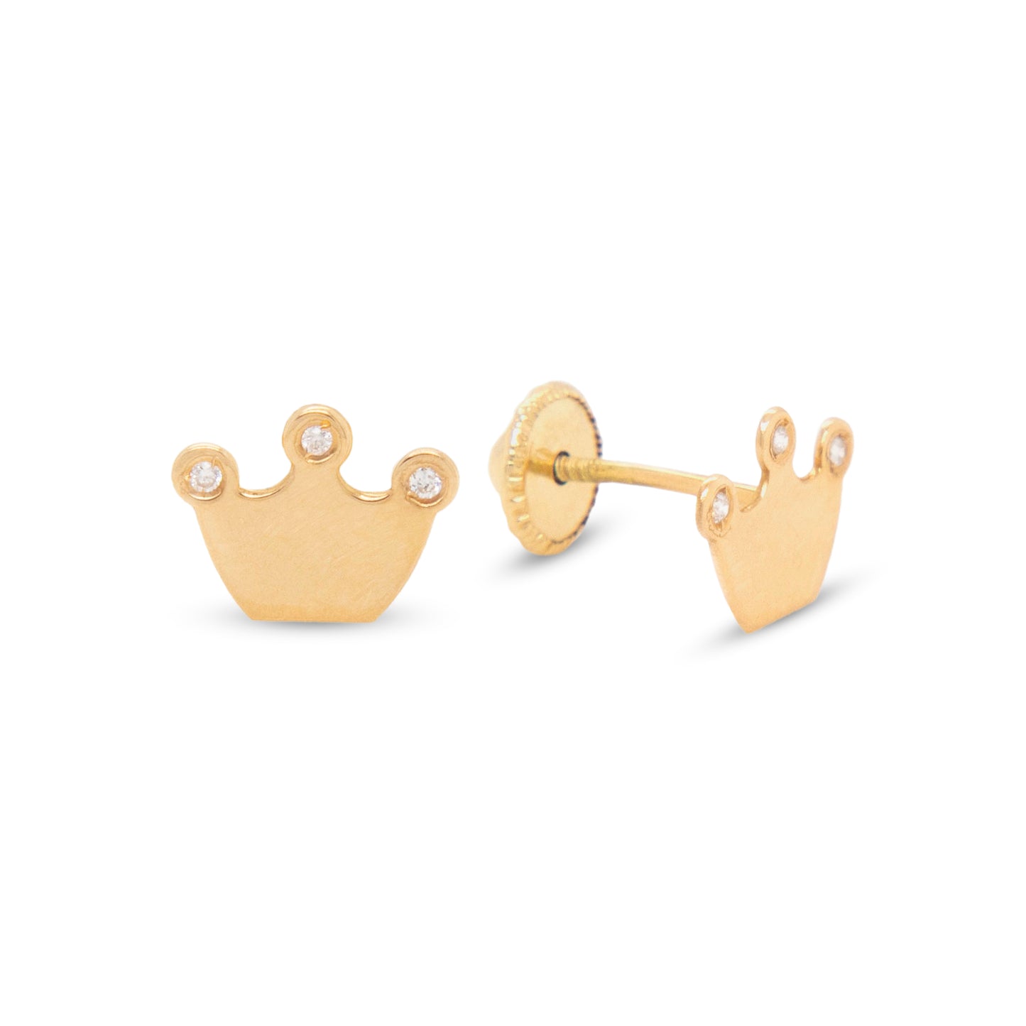18K Yellow Gold & Diamond Crown Screwback Earrings