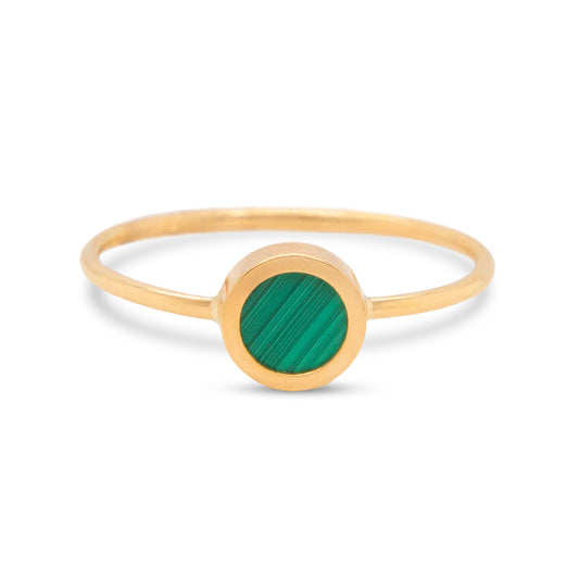 18k Yellow Gold Malachite Bezel Ring