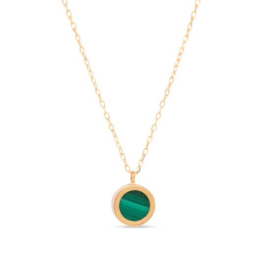 18k Yellow Gold Malachite Bezel Necklace