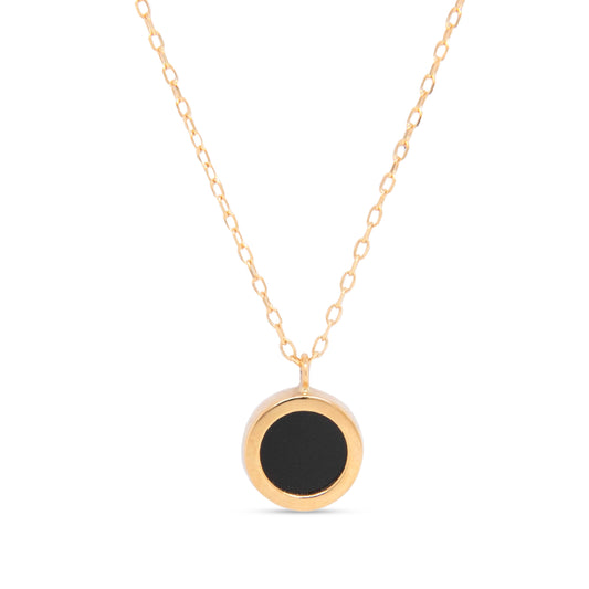 18k Yellow Gold Onyx Bezel Necklace