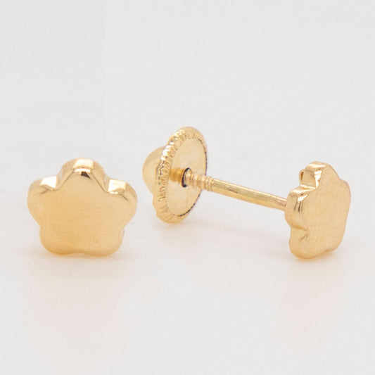 18K Yellow Gold Little Flower Screwback Earrings