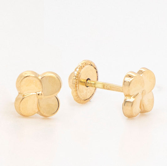 18K Yellow Gold Flower Screwback Earrings