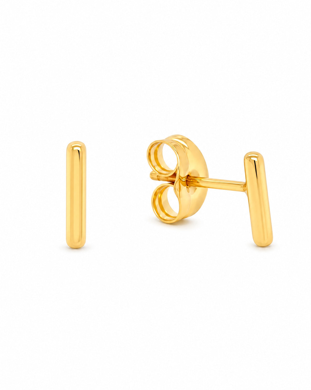 18K Yellow Gold Tiny Bar Pushback Earrings