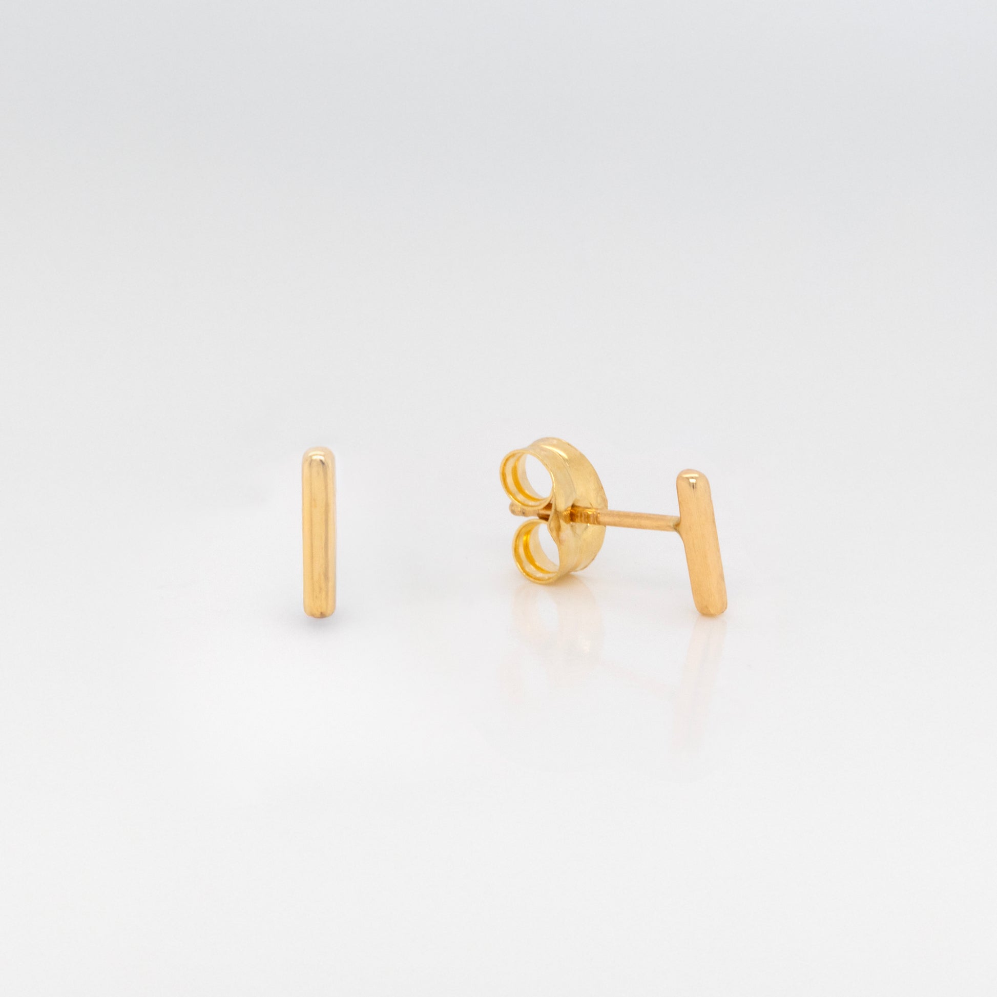 18K Yellow Gold Tiny Bar Pushback Earrings