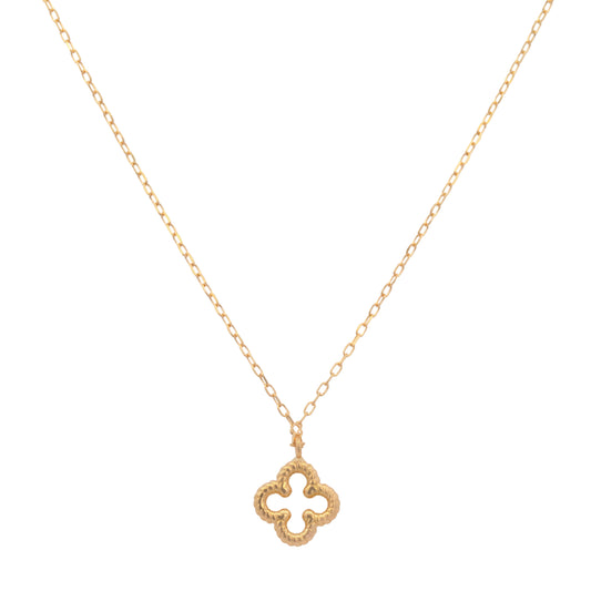 18K Yellow Gold Clover Shape Necklace