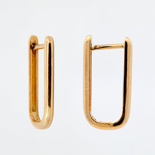 18K Yellow Gold U-Shaped Huggie Earring