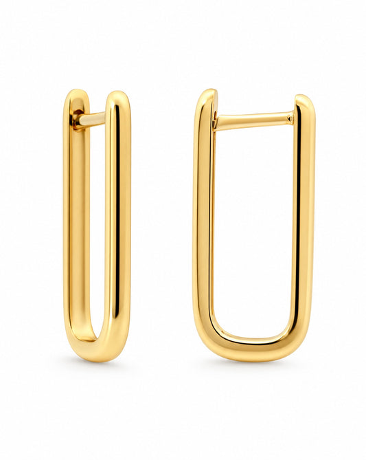18K Yellow Gold U-Shaped Huggie Earring