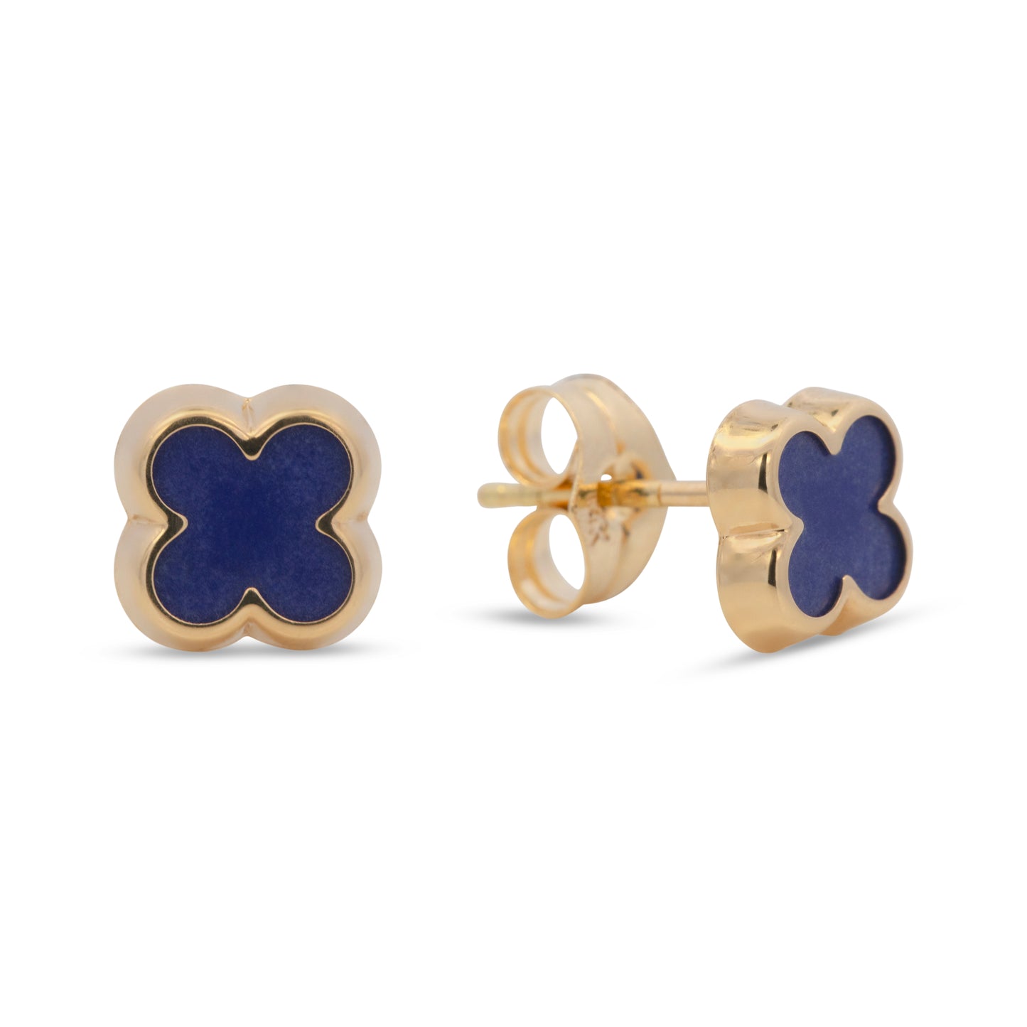 18K Yellow Gold Lapis Lazuli Clover Earrings