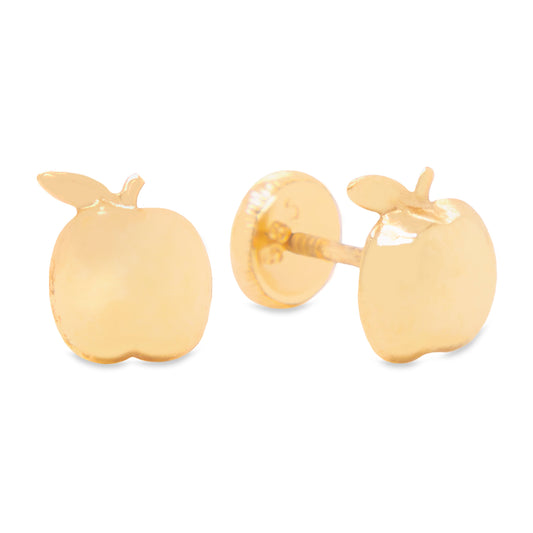 18K Yellow Gold Plain Apple Screwback Earring