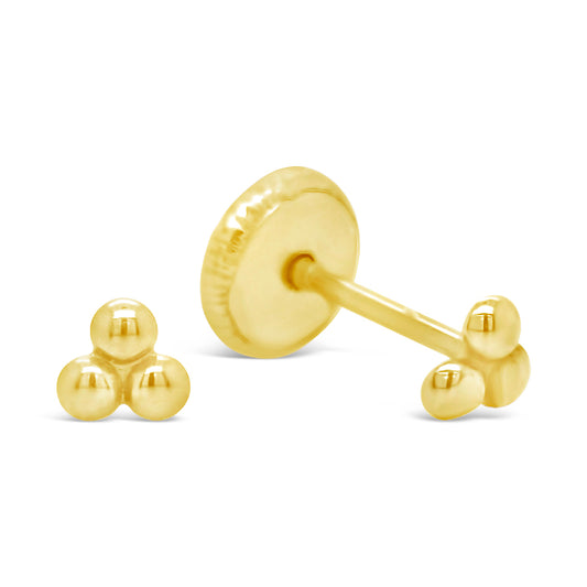 18K Yellow Gold Extra Small Cluster Screwback Earring