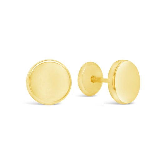 18K Yellow Gold Small Flat Round Screwback Earring