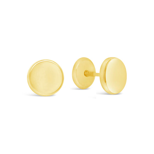 18K Yellow Gold Extra Small Flat Round Screwback Earring