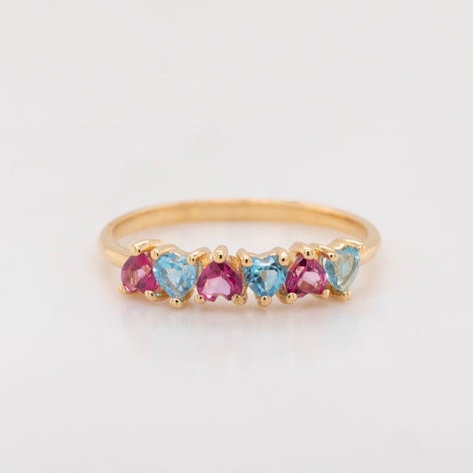 18K Yellow Gold Multi-Gem Heart Ring
