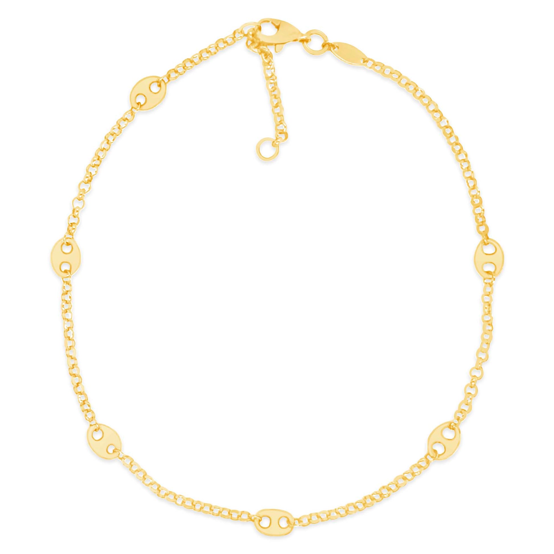 14K Yellow Gold Marina Puff Station Anklet