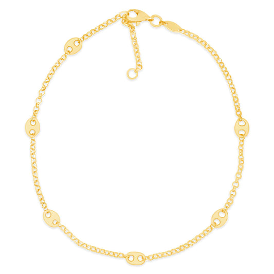14K Yellow Gold Marina Puff Station Anklet