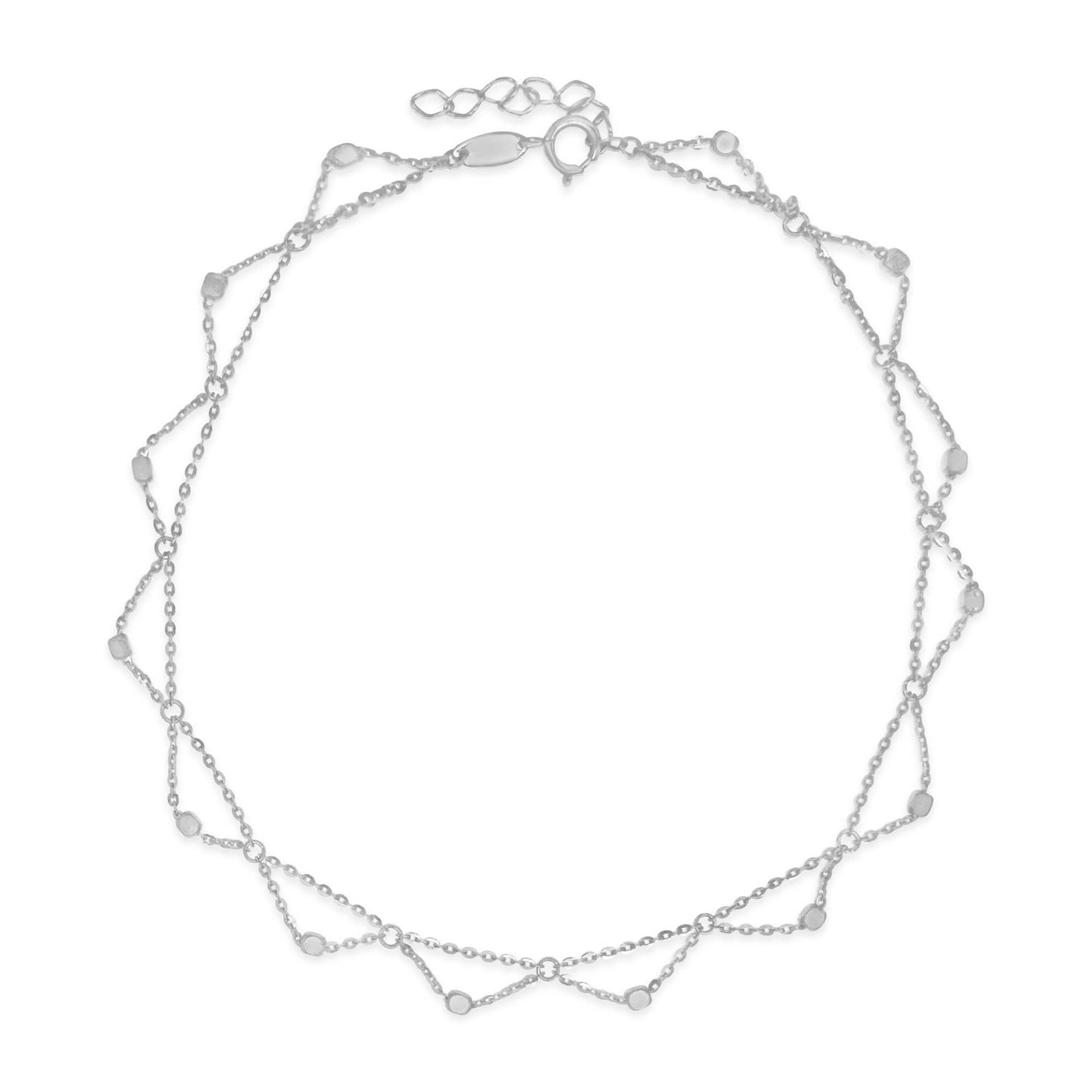 14K White Gold Drape Sparkle Chain Anklet