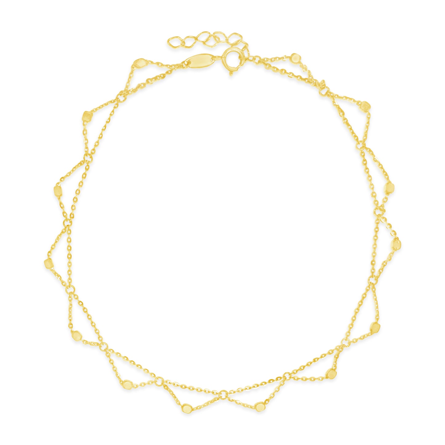 14K Yellow Gold Drape Sparkle Chain Anklet