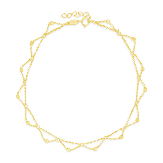 14K Yellow Gold Drape Sparkle Chain Anklet