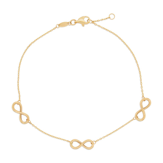 14K Yellow Gold Infinity Station Anklet