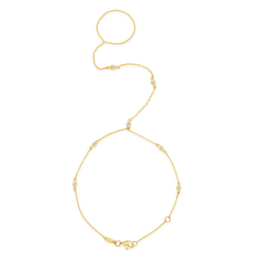 14K Yellow Gold CZ Bezel Foot Chain Anklet