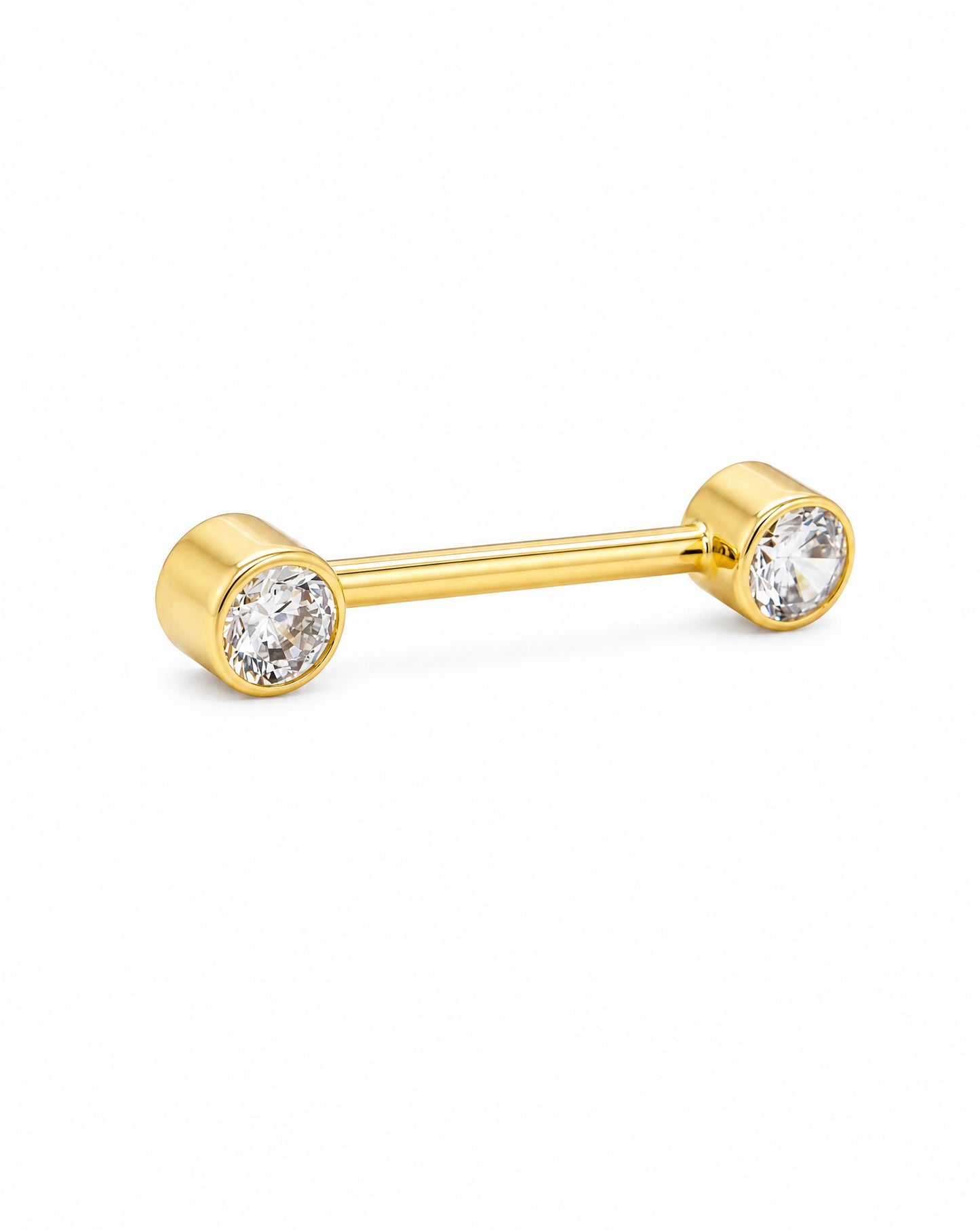 14K Yellow Gold CZ Barbell Nipple Piercing