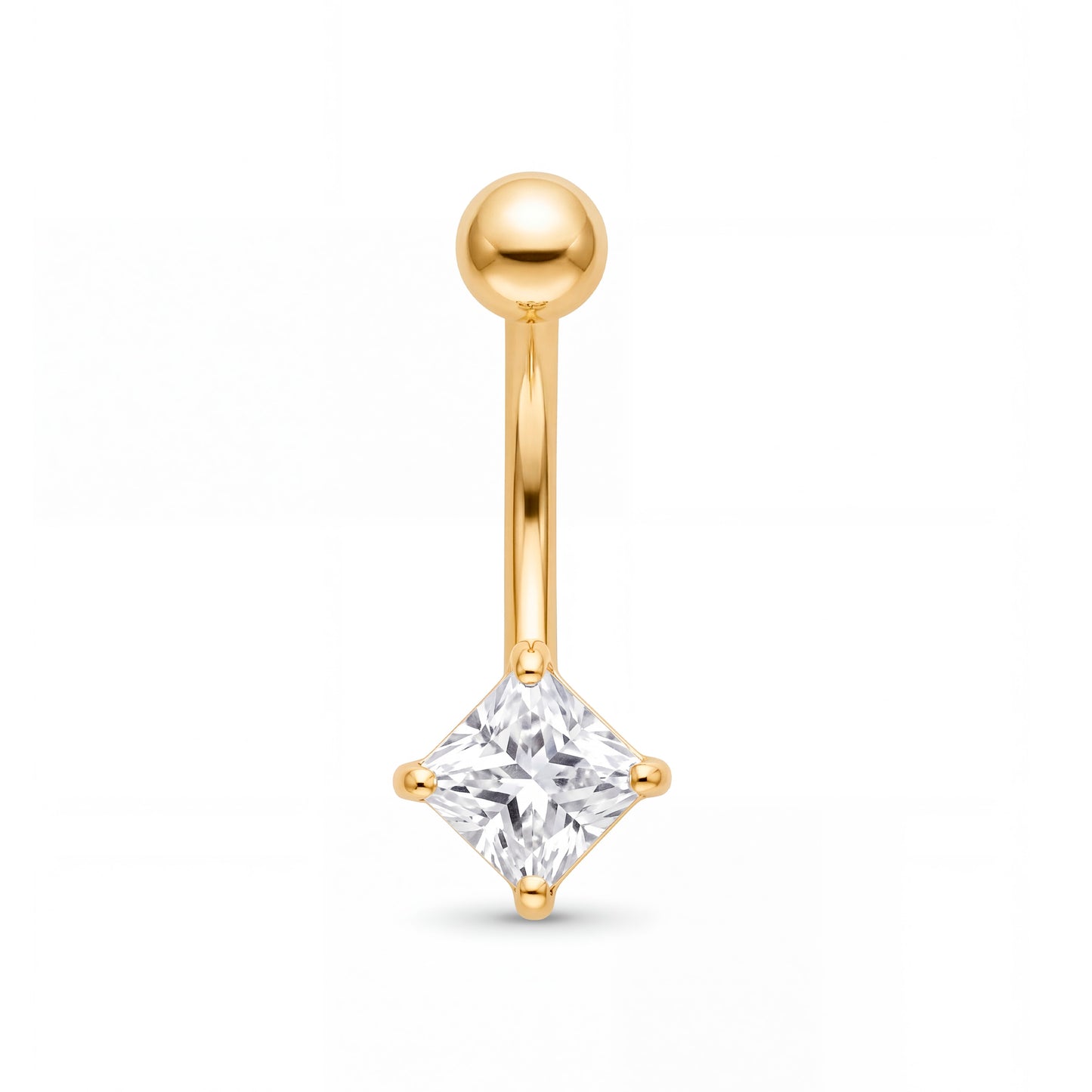 14K Yellow Gold Medium Star Shaped CZ Belly Ring