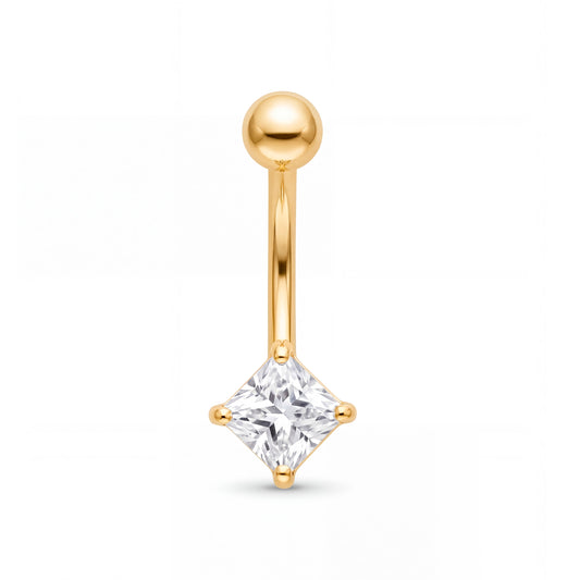 14K Yellow Gold Medium Star Shaped CZ Belly Ring