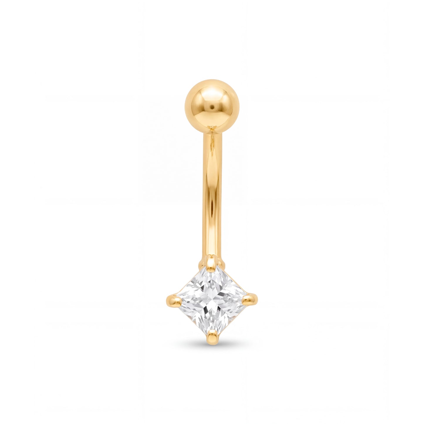 14K Yellow Gold Small Star Shaped CZ Belly Ring