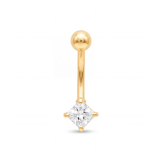 14K Yellow Gold Small Star Shaped CZ Belly Ring