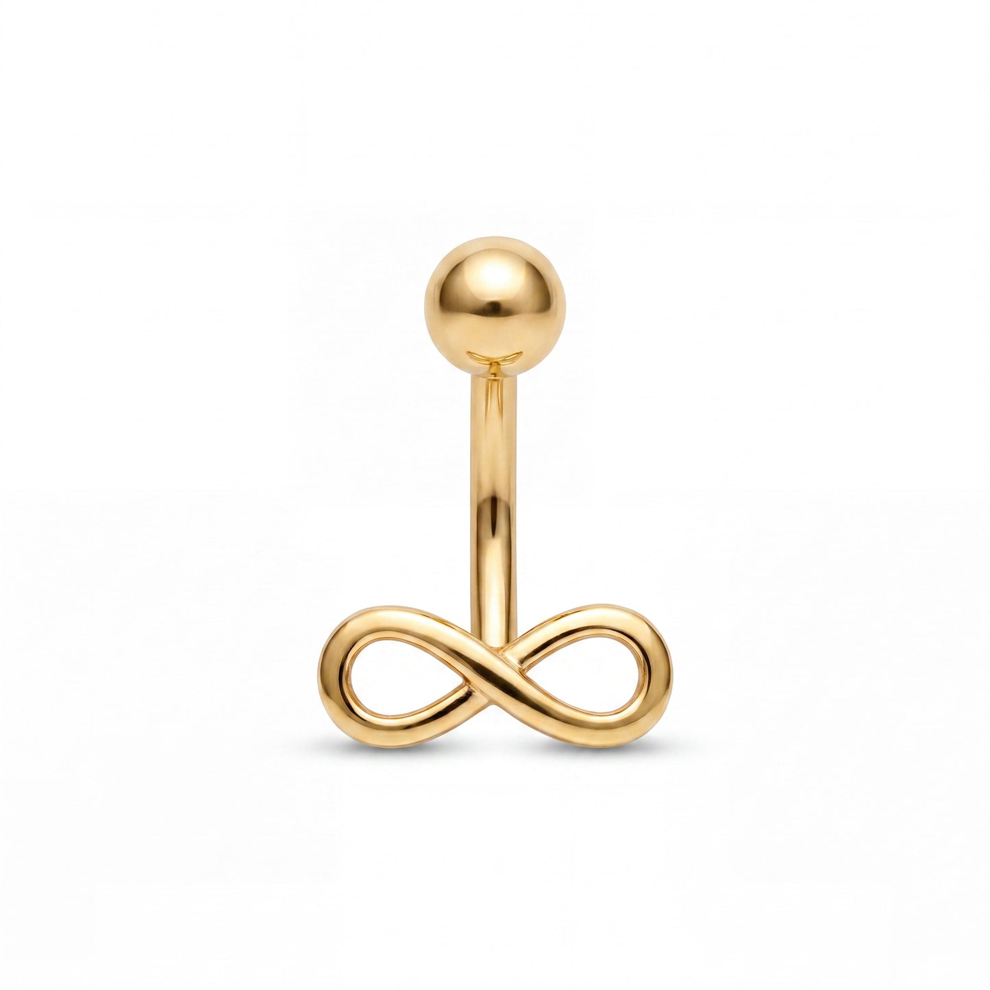 14K Yellow Gold Small Simple Infinity Symbol Belly Ring