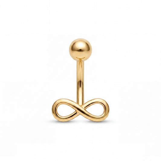 14K Yellow Gold Small Simple Infinity Symbol Belly Ring