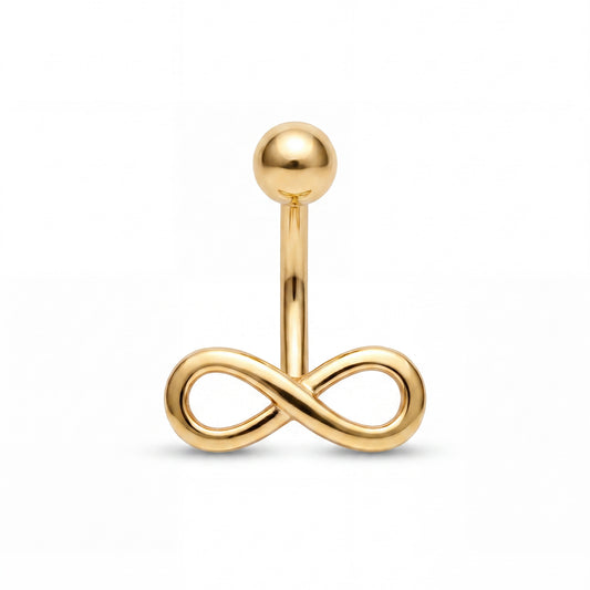 14K Yellow Gold Medium Simple Infinity Symbol Belly Ring