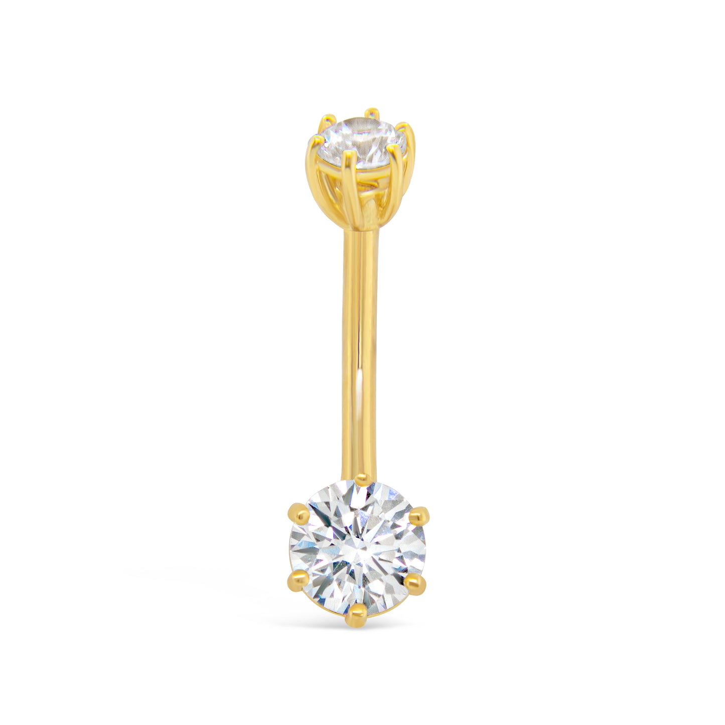 14K Yellow Gold Classic Double CZ Belly Ring