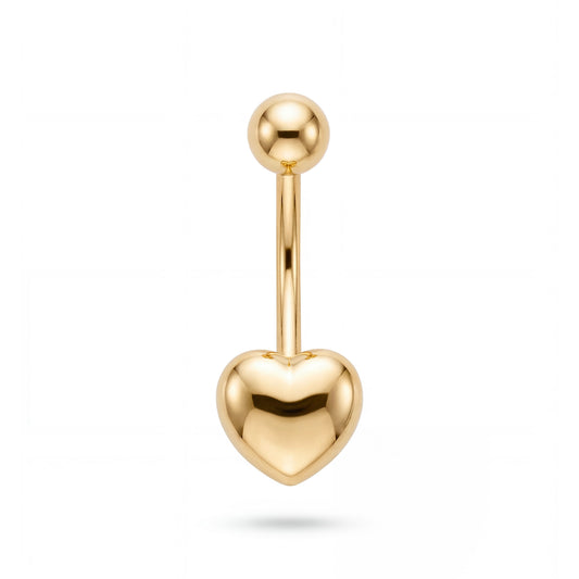 14K Yellow Gold Plain Heart Belly Ring