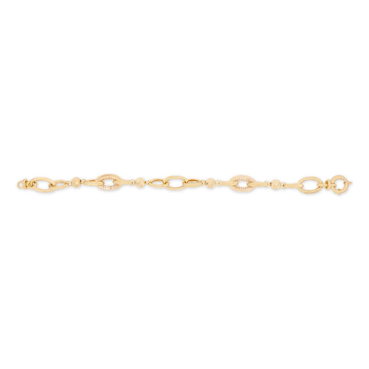 14k Yellow Gold CZ Oval Link Bracelet