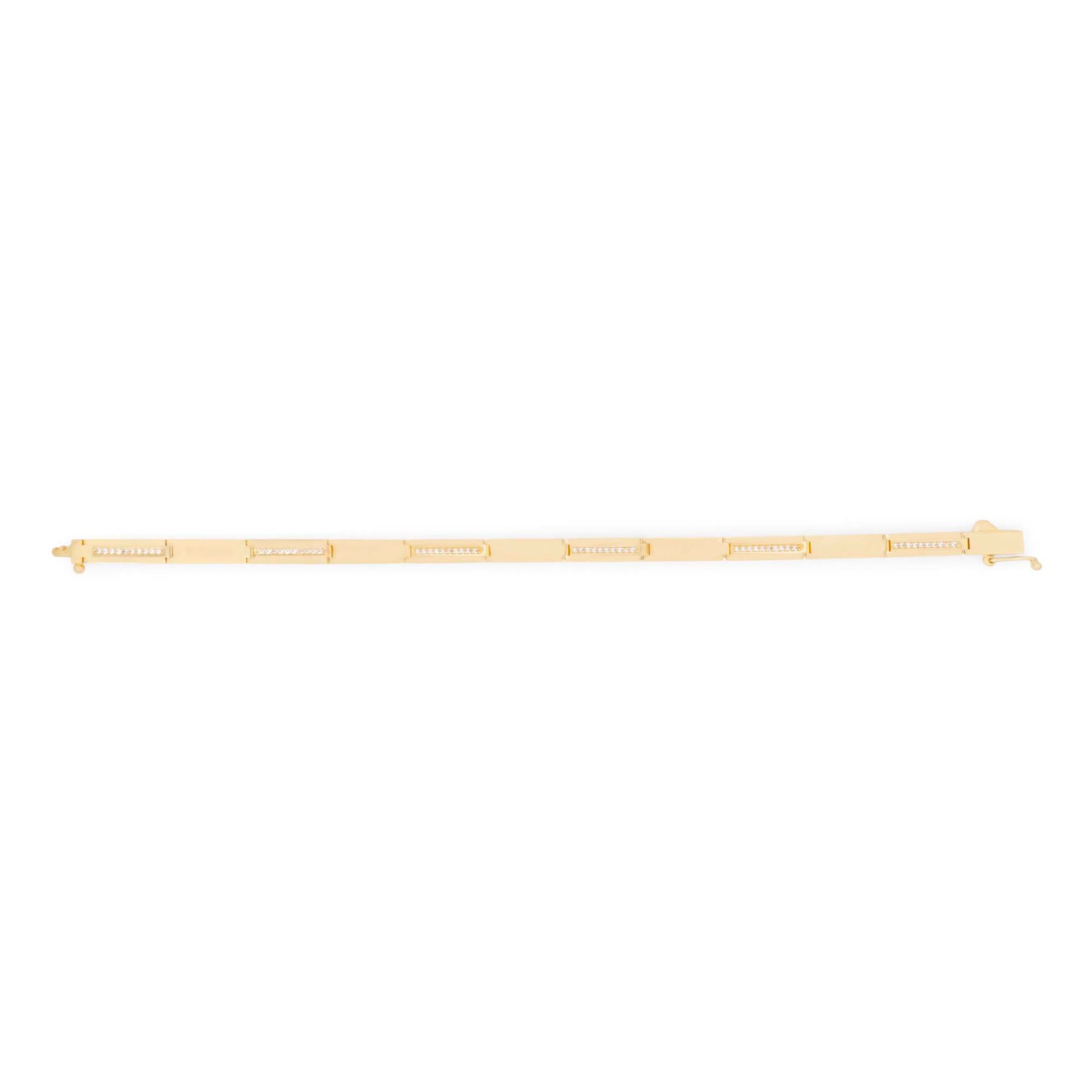 14k Yellow Gold Classic CZ Rectangles Bracelet