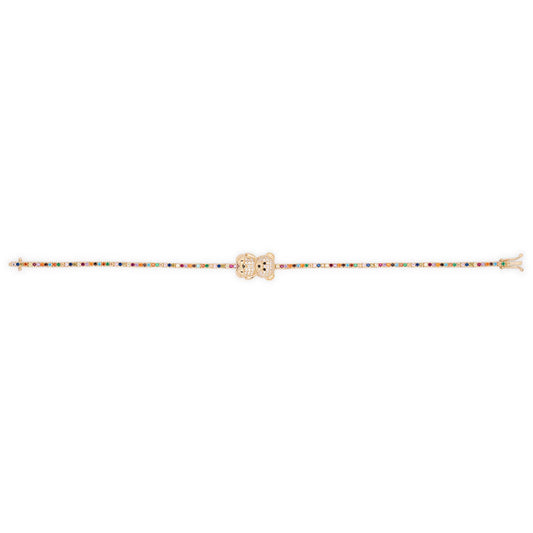 14k Yellow Gold Multicolor Teddy Bear Tennis Bracelet