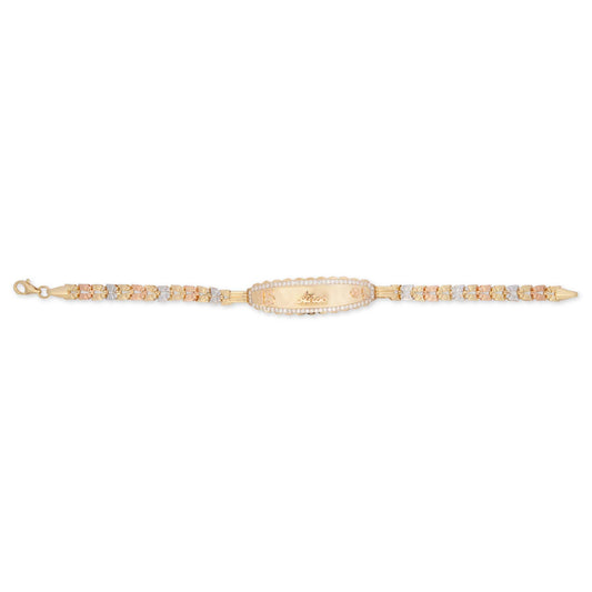 14k Tri Color Gold 15 Años ID Bracelet