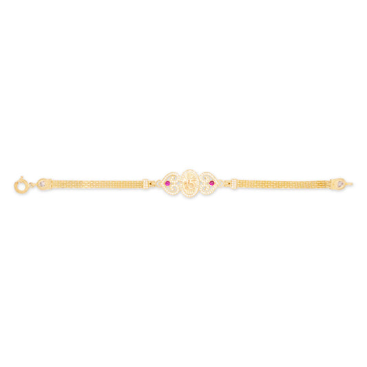14k Yellow Gold Hearts and Oval 15 años Bracelet