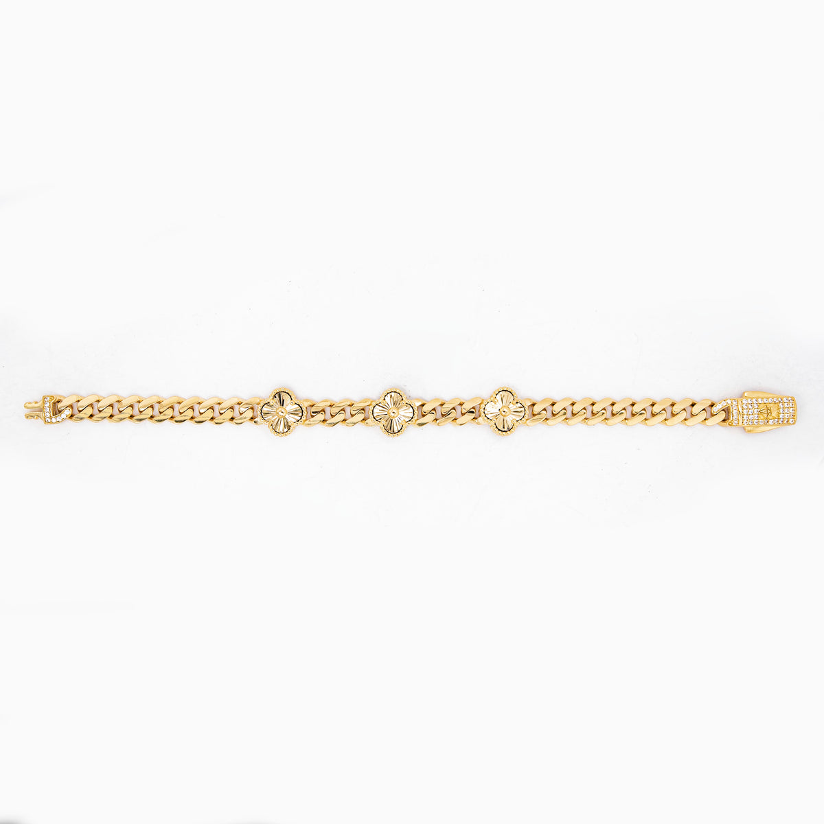 14K Yellow Gold Three Clover Monaco Women's Bracelet