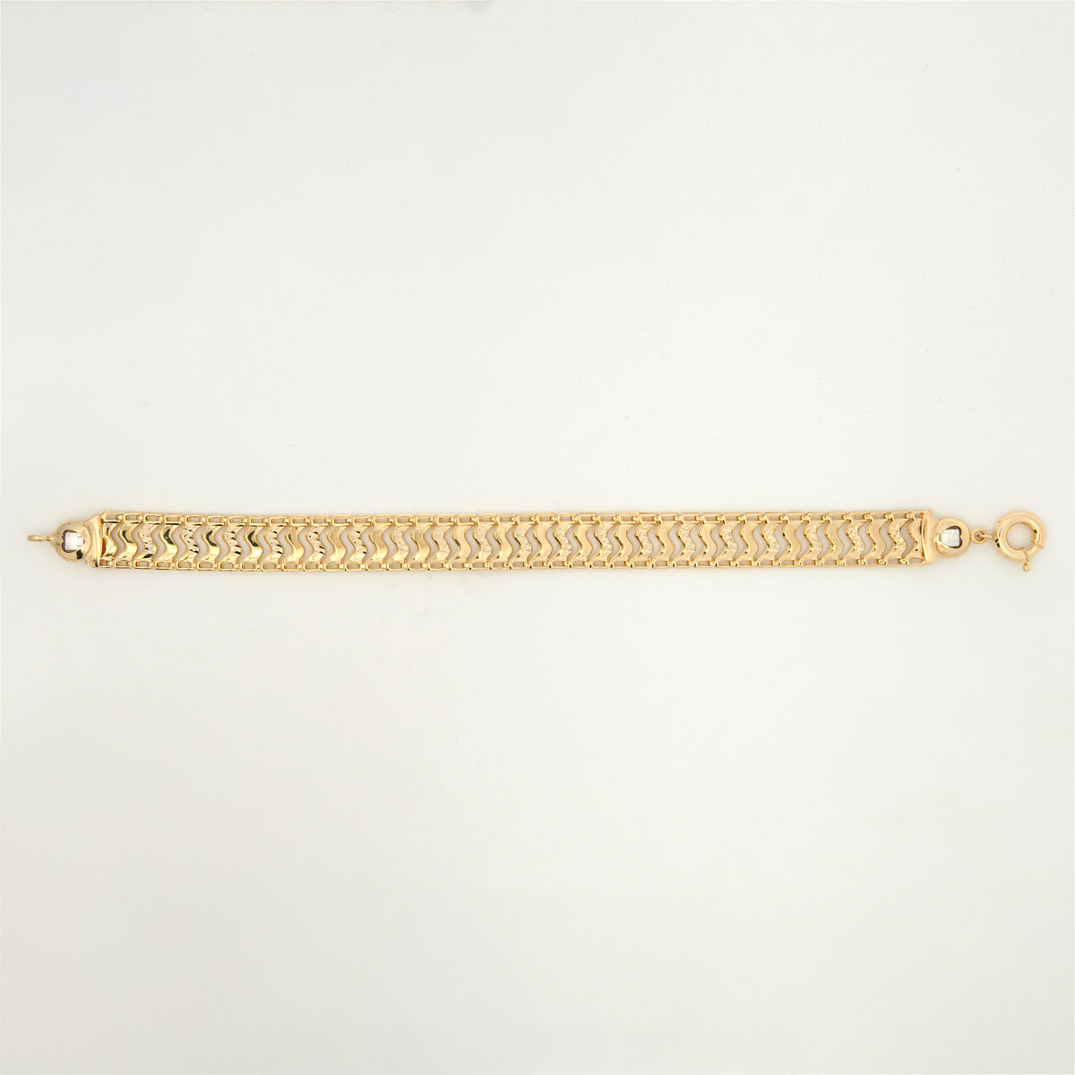 14K Yellow Gold Diamond-Cut S-Link Detailed Women's Bracelet