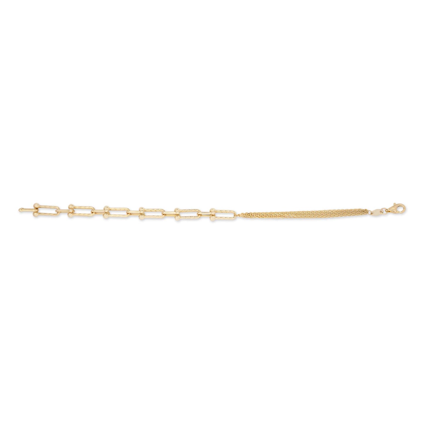 14k Yellow Gold Dual Fancy U Link Bracelet