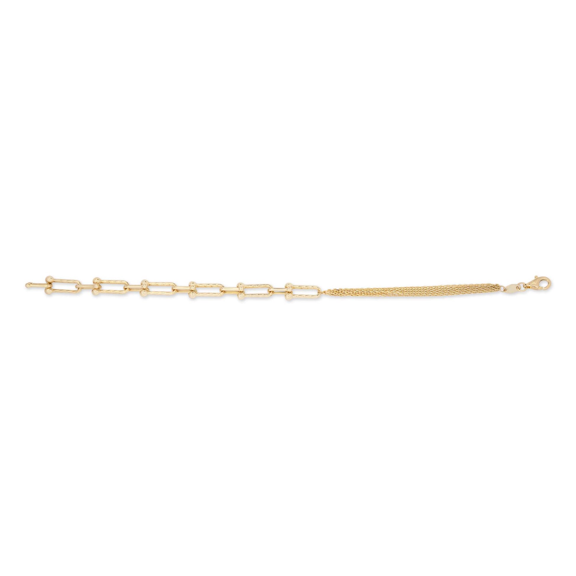 14k Yellow Gold Dual Fancy U Link Bracelet
