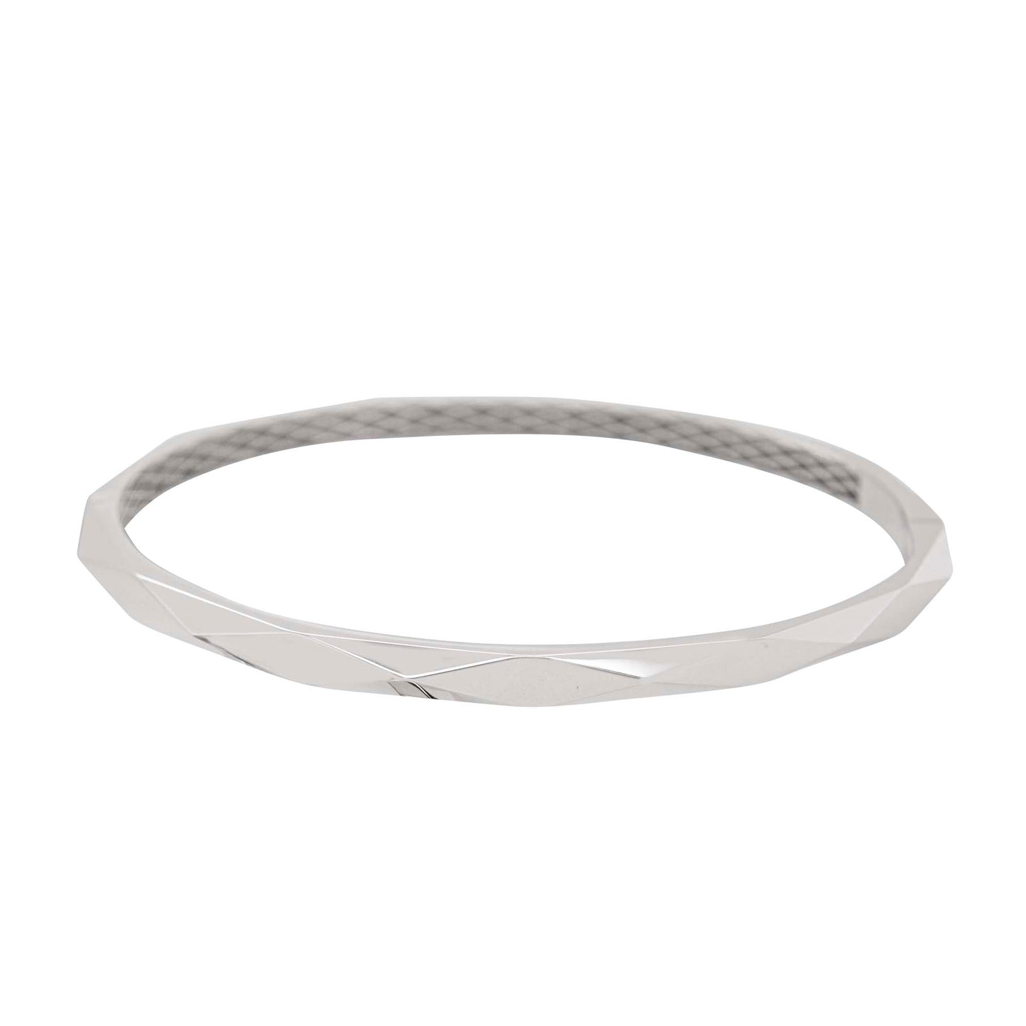14K White Gold Geometric Bangle