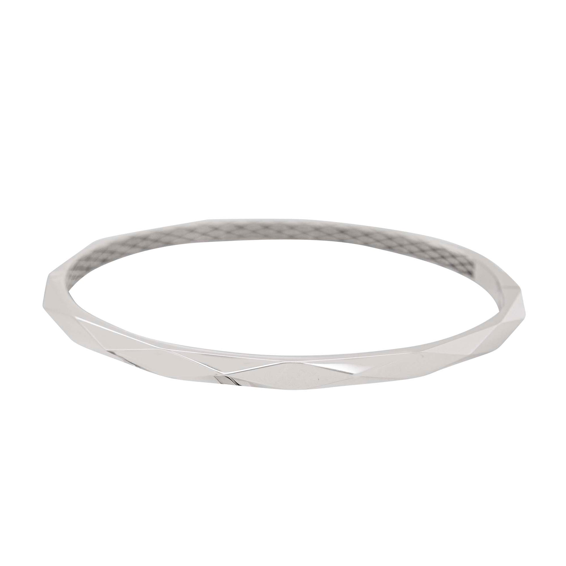 14K White Gold Geometric Bangle