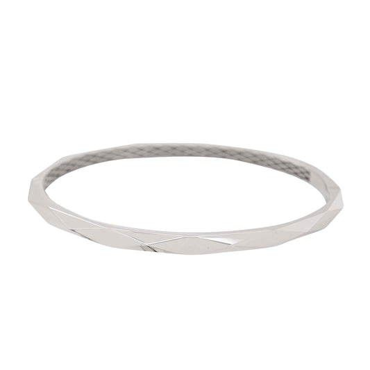 14K White Gold Geometric Bangle
