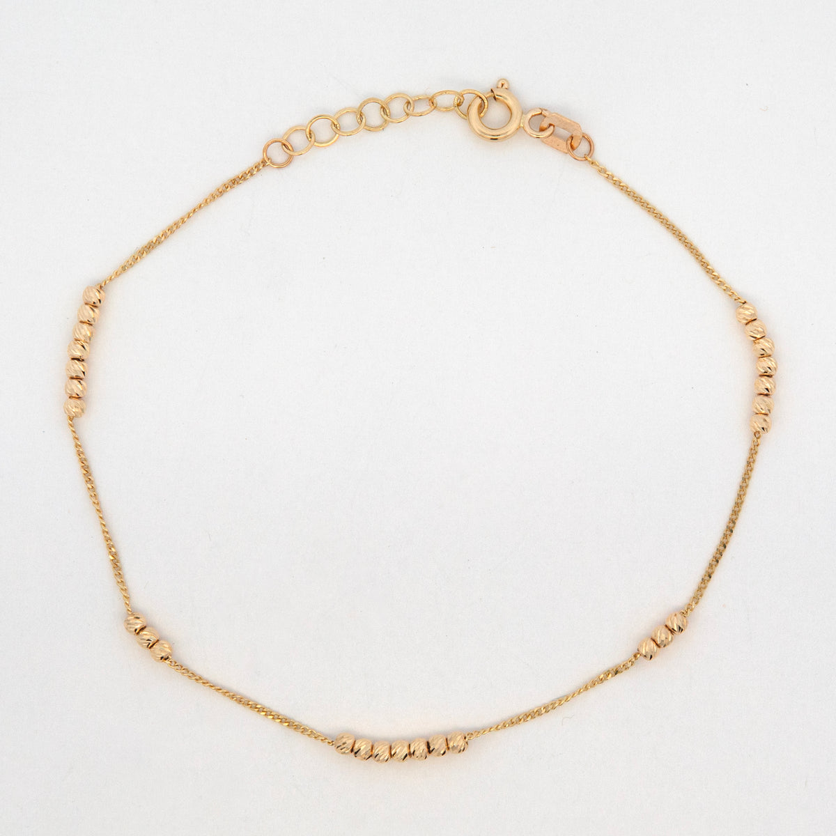 14K Yellow Gold Textured Beaded Women's Bracelet
