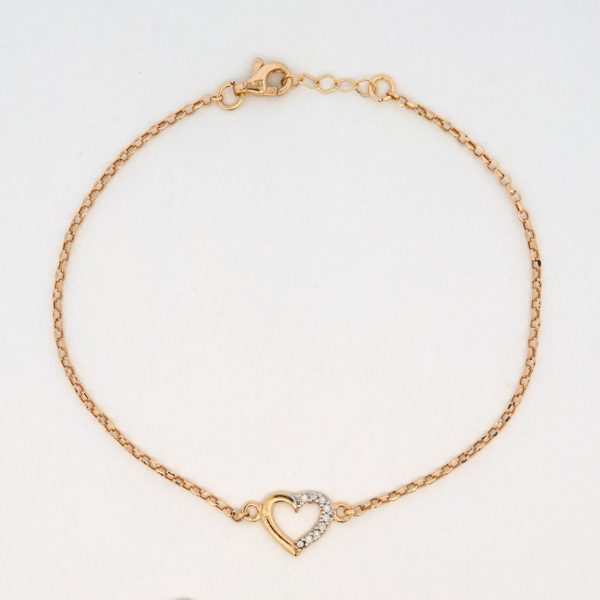 14K Yellow Gold CZ Heart Women's Bracelet
